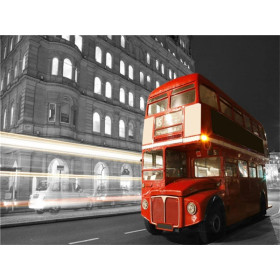 Bus Rouge de Londres sous les Lumières Nocturnes Diamond Painting