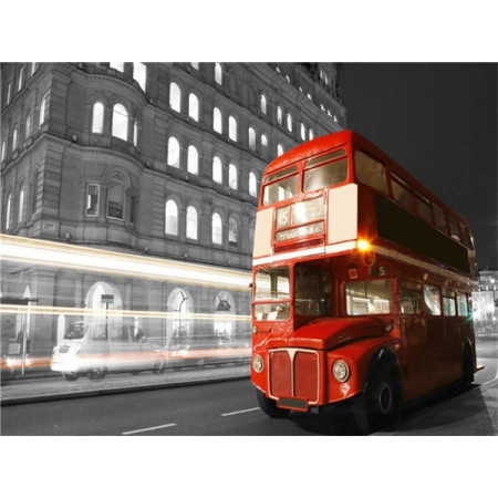 Bus Rouge de Londres sous les Lumières Nocturnes Diamond Painting