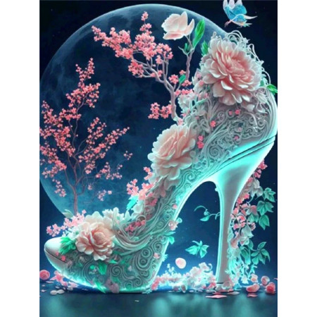 Chaussure Rêve de Lune et Fleurs de Cerisier Diamond Painting