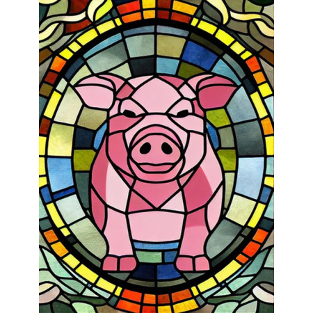Cochon Vitrail aux Couleurs Joyeuses Diamond Painting