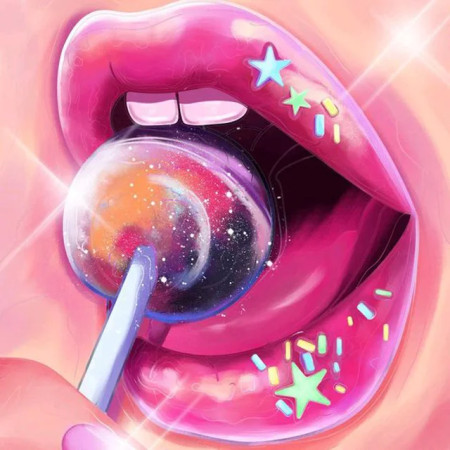 Bouche Galactique aux Lèvres Rosées Diamond Painting