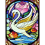 Cygne Doré aux Lotus Vitrail Diamond Painting