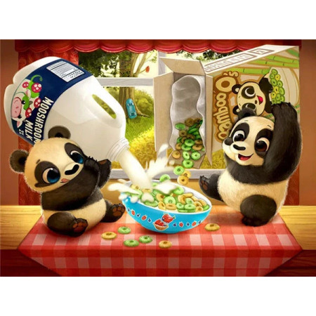 Petit-déjeuner des Pandas Diamond Painting