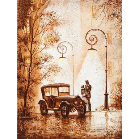 Tendresse Rétro sous les Réverbères Diamond Painting