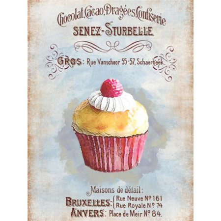 Cupcake Vintage à la Framboise - Publicité Senez-Sturbelle Diamond Painting