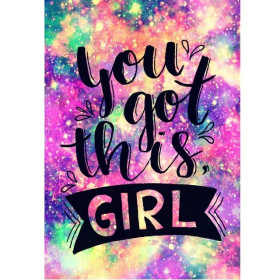 Galaxie Girl : Citation Inspirante sous les Étoiles Diamond Painting