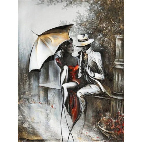 Romance sous la Pluie Urbaine Diamond Painting