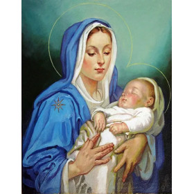 Vierge Marie à l'Enfant Jésus endormi Diamond Painting