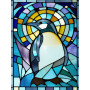 Manchot Vitrail aux Aurores Boréales Diamond Painting
