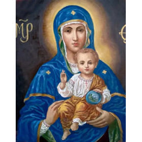 Vierge Marie et Enfant Jésus : Icône Sacrée en Broderie Diamant Diamond Painting