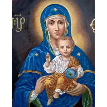 Vierge Marie et Enfant Jésus : Icône Sacrée en Broderie Diamant Diamond Painting