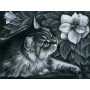 Chat Contemplatif et Fleur d'Été Diamond Painting