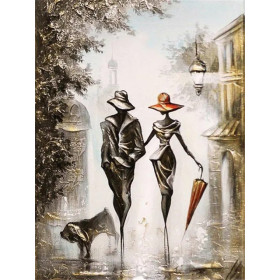 Promenade Impressionniste sous la Pluie Diamond Painting