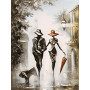 Toile de diamond painting Promenade Impressionniste sous la Pluie broderie diamant kit complet