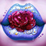 Baiser Glossy aux Lèvres Violet et Rose Flamboyante Diamond Painting