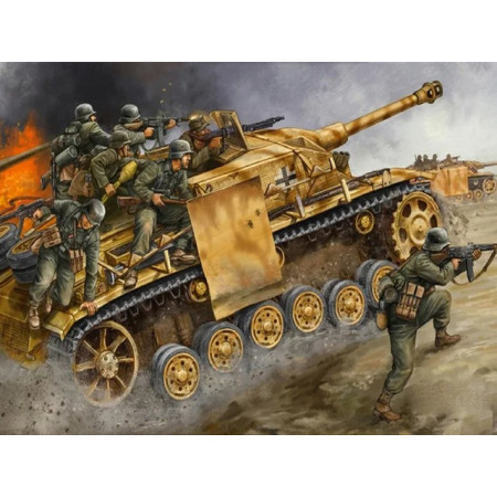 Assaut du Désert : Sturmgeschütz III et Fantassins Diamond Painting