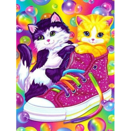 Chatons Arc-en-Ciel dans une Chaussure Fushia Diamond Painting
