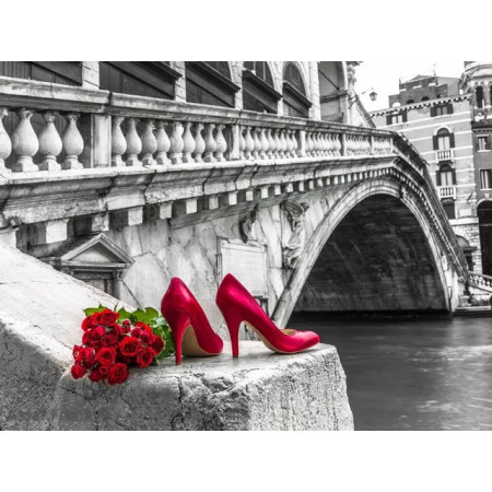 Escarpins Rouges et Roses sur le Pont Vénitien Diamond Painting