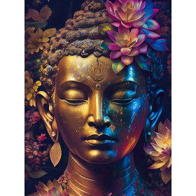 Bouddha Doré aux Fleurs de Lotus Diamond Painting