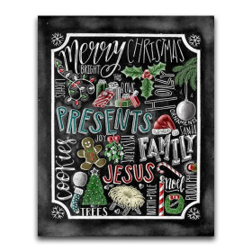 Tableau Noir de Noël : Vœux et Traditions en Broderie Diamant Diamond Painting