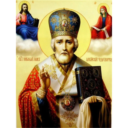 Saint Nicolas, Icône Sacrée en Broderie Diamant Diamond Painting