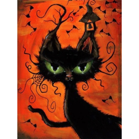 Chat Noir Ensorcelé d'Halloween Diamond Painting
