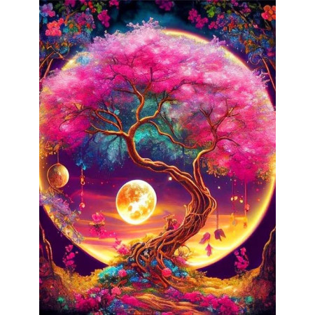Arbre Rêveur aux Lunes Jumelles Diamond Painting