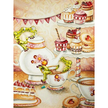 Goûter Enchanté des Grenouilles Diamond Painting