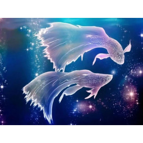 Poissons Cosmiques : Danse Éthérée sous les Étoiles Diamond Painting