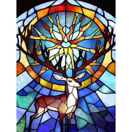 Cerf Vitrail aux Rayons du Soleil Diamond Painting