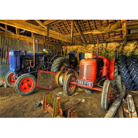 Vieux Tracteurs dans la Grange Rustique Diamond Painting