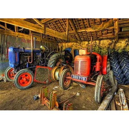Vieux Tracteurs dans la Grange Rustique Diamond Painting