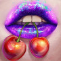 Baiser Cerise aux Lèvres Pailletées Diamond Painting