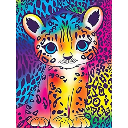 Bébé Léopard Arc-en-Ciel aux Yeux Bleus Diamond Painting