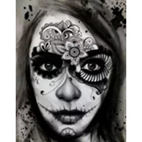 Calavera Élégante aux Fleurs de Souci Diamond Painting
