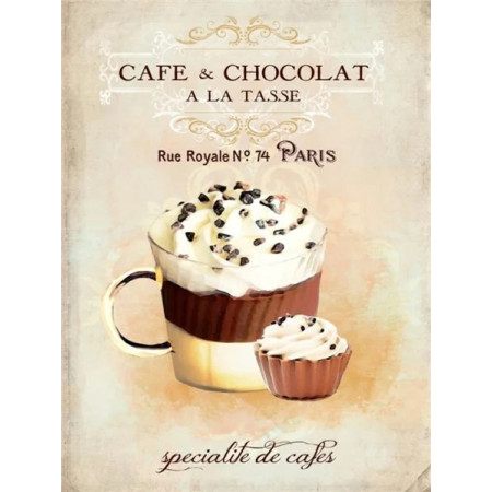 Café & Chocolat à la Tasse – Affiche Vintage Parisienne Diamond Painting