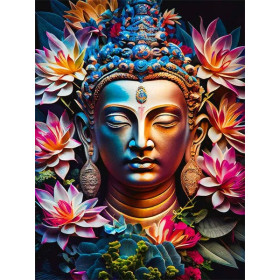 Bouddha Bicolore aux Lotus Éclatants Diamond Painting