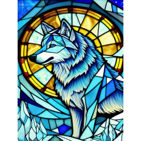 Loup Vitrail Hivernal Diamond Painting