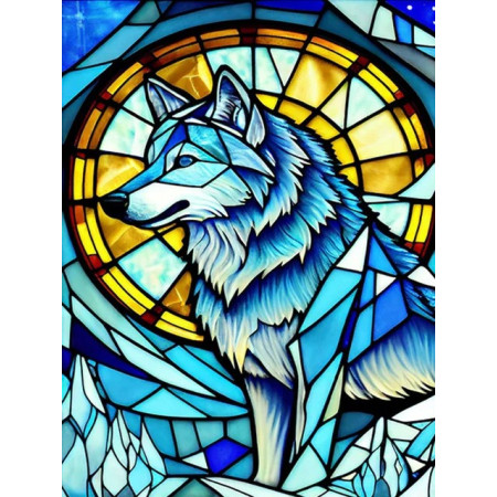 Loup Vitrail Hivernal Diamond Painting