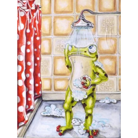 Grenouille Doucheuse aux Baies Rouges Diamond Painting