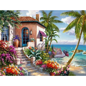 Villa Méditerranéenne aux Bougainvilliers Diamond Painting