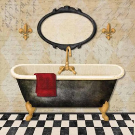 Baignoire Vintage aux Lys Dorés Diamond Painting