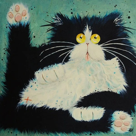 Chat Surpris aux Coussinets Roses Diamond Painting