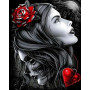 Dualité Féminine : Rose et Crâne Diamond Painting