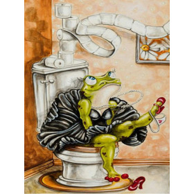 Grenouille Coquette aux Toilettes Diamond Painting