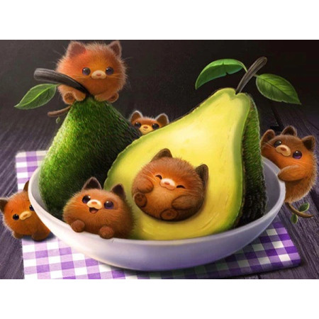 Chatons Gourmands à l'Avocat Diamond Painting