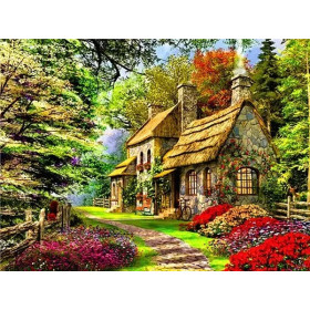 Cottage de Campagne aux Fleurs Éclatantes Diamond Painting