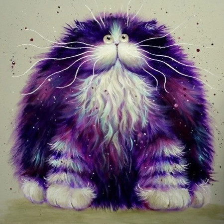 Gros Chat Fluffy aux Yeux Jaunes Diamond Painting