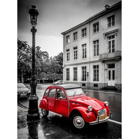 2CV Rouge sous la Pluie Parisienne Diamond Painting