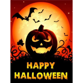 Citrouille d'Halloween sous la Lune Diamond Painting